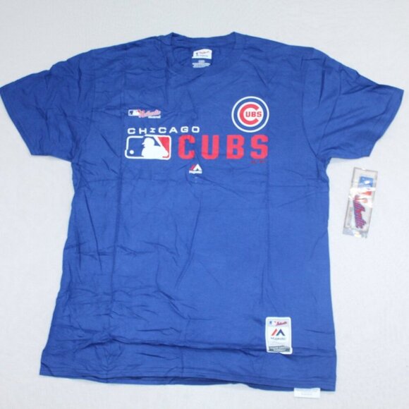Majestic Other - Majestic Men Blue Tee Shirt Chicago Cubs MLB Authentic Tripe Peak Size XL